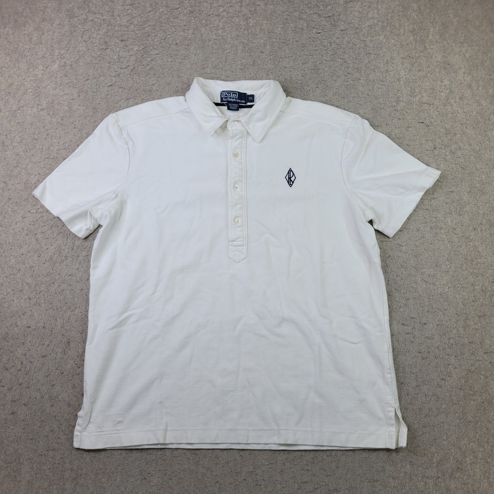 Vintage Poo Ralph Laurenβ White Polo Shirt Mens XL Short Sleeve Daimond Logo